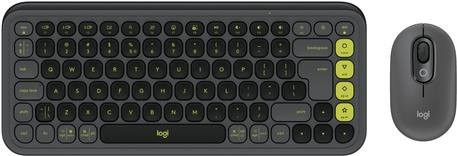 Logitech POP Icon Combo kabelloses Tastatur-und-Maus-Set mit Bluetooth LE, QWERTY US International, Graphite/Grün - Bild 1