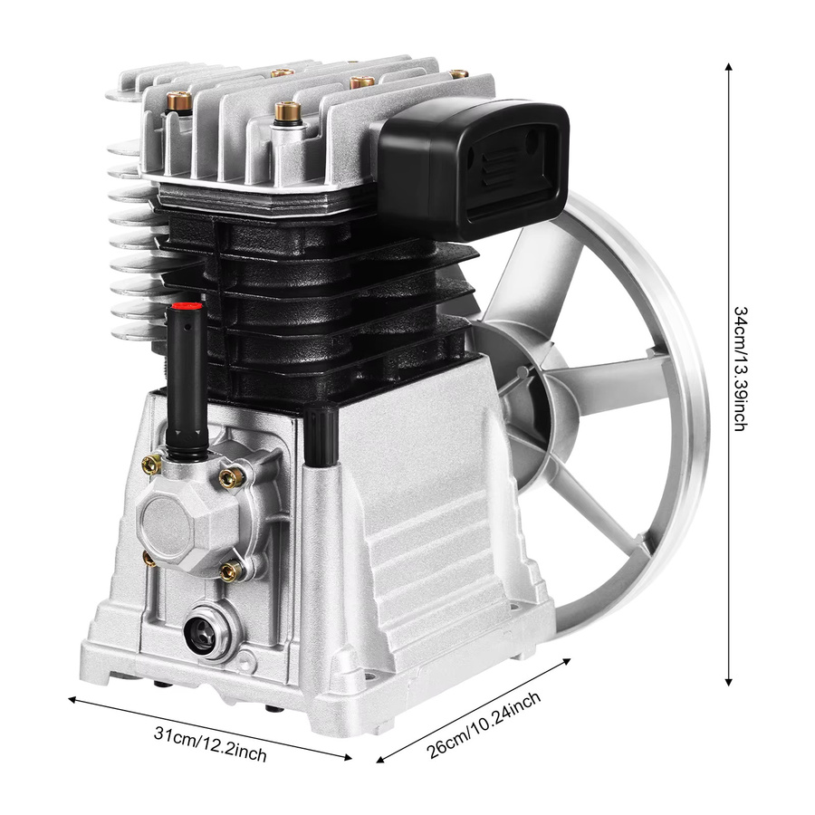 Bymaocar Luftkompressor-Pumpenkopf 2065-3HP in Silber und Schwarz mit 250L/min, 0,8MPa Nennleistung und 1,0MPa Maximaldruck - Bild 2
