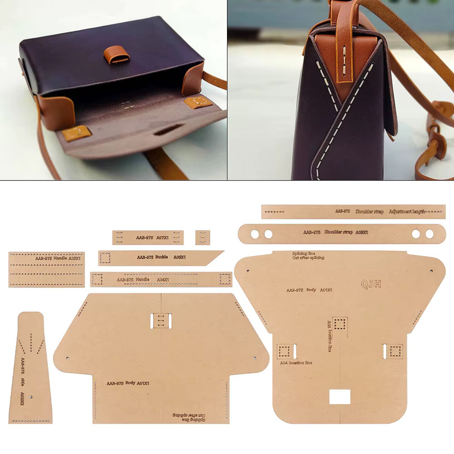 QJH DIY Quilt-Vorlage aus Kraftpapier in Braun für quadratische Schultertaschen und Businesstaschen, 1 Set - Bild 2