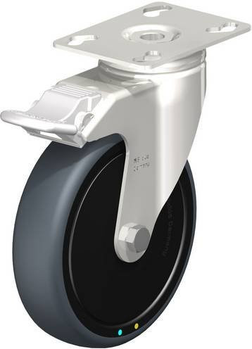 Blickle Lenkrolle LKPXA-TPA 126KFD-FI-ELS mit Feststeller in Schwarz und Grau, Rad-Durchmesser: 125 mm, Tragfähigkeit: 80 kg - Bild 1