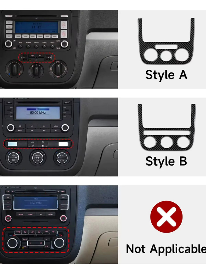 HENGYUESHANG Carbon Faser Trim Aufkleber für VW Jetta V Golf V MK5 R32 GTI Plus Variante, Mittelkonsole Schalthebel Panel und Seiten Luftauslass, Schwarz - Bild 6