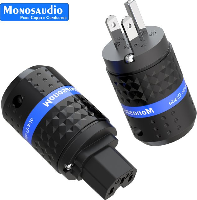 Monosaudio Reinkupfer-Netzstecker M102F102 in Schwarz mit IEC320 C15 Anschluss für Audio DIY Netzkabel - Bild 1