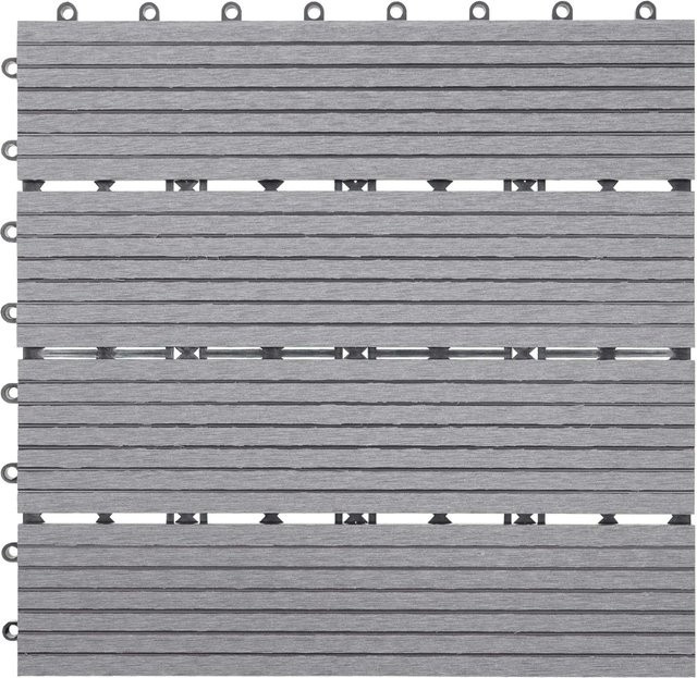 MCW WPC Bodenfliese Sarthe Holzoptik für Balkon und Terrasse, Farbe Grau Linear, 11 Stück, B/T: 30 x 30 cm - Bild 1
