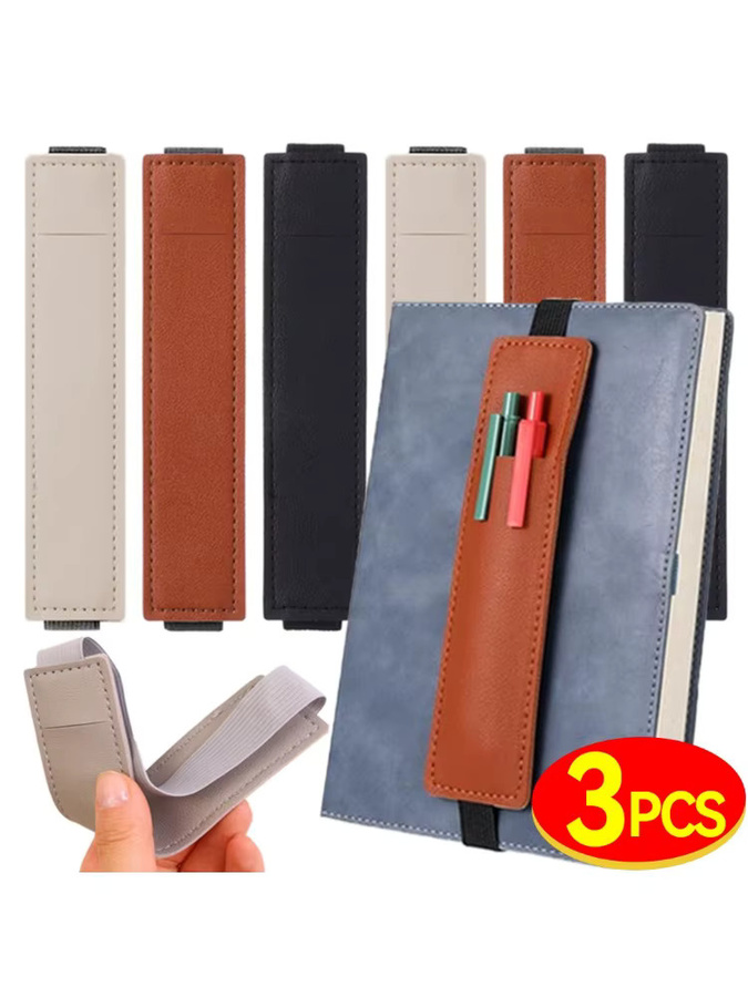 Elastische Notizbuch-Bandhalter aus PU-Leder mit verstellbarer Stifthülle in Braun und Multicolour - Bild 1