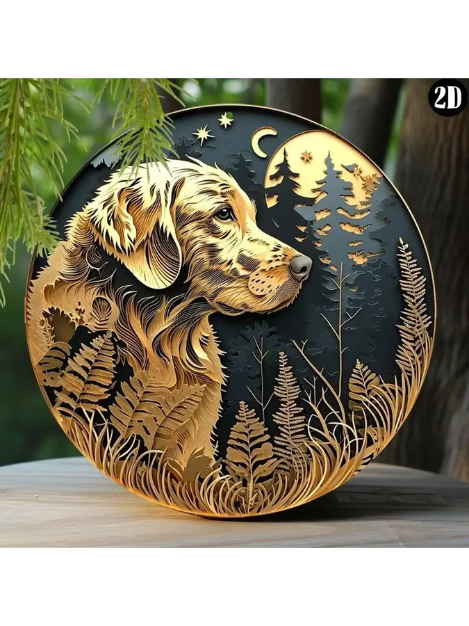 ONE TOLV Rundes Metallschild mit Federdesign und Kranz in Weiß, Wanddekoration aus Aluminium, Durchmesser: 20,3 cm - Bild 4