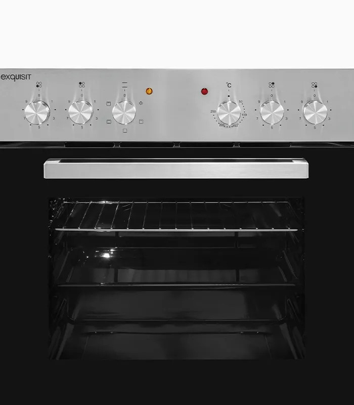 Exquisit EHE 156-2.1 Herd-Set in Silber mit Glaskeramik-Kochfeld und Elektrobackofen, B/T/H: 59,0 x 53,0 x 89,5 cm - Bild 3