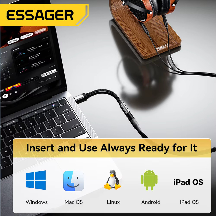 Essager USB-C auf 3,5-mm-Audio-Adapter für iPhone 15, MacBook und Samsung - Bild 4
