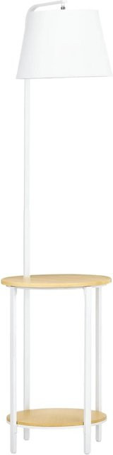 HOMCOM Stehleuchte mit 2 Ablagen in Weiß aus Metall und Leinen, B/T/H: 39,5 x 43 x 162 cm - Bild 1