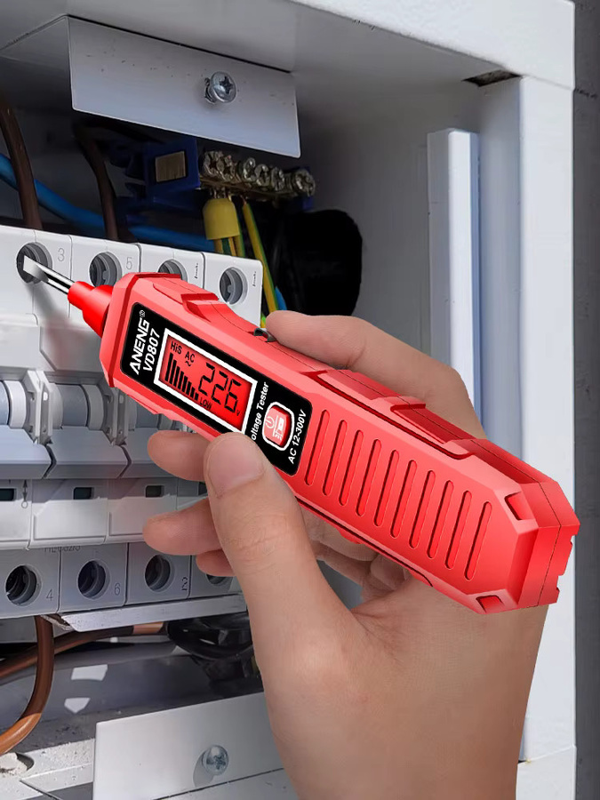 ANENG VD807 Berührungsloser Spannungsprüferstift Induktionsspannungsdetektor in Schwarz und Rot für AC 12-300 V 50/60 Hz - Bild 6