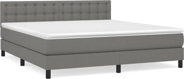 vidaXL Boxspringbett mit Matratze in Dunkelgrau, Hybrid-Design mit Taschenfederkern, B/T: 160 x 200 cm - Bild 1