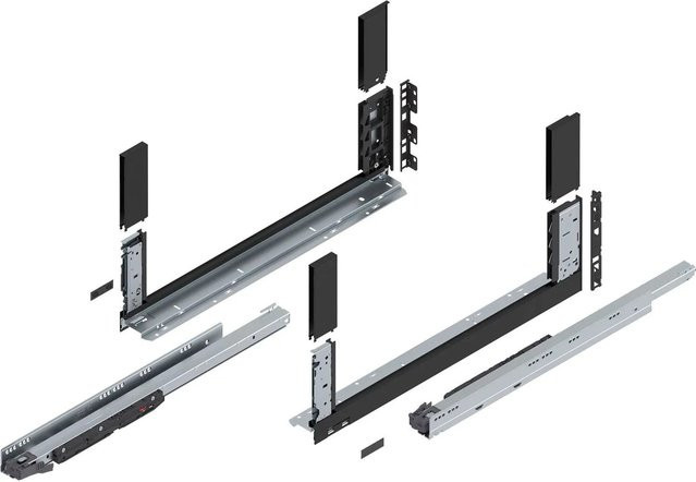 Blum Legrabox free Schubladensystem Höhe C mit Tip-On Vollauszug, Carbonschwarz Matt, Tiefe: 600 mm - Bild 1