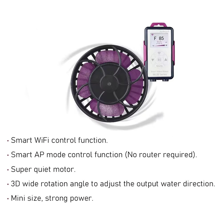 Jebao Jecod MLW Serie Smart Wellenmacher Strömungspumpe für das Aquarium mit WiFi LCD-Controller, Schwarz - Bild 2