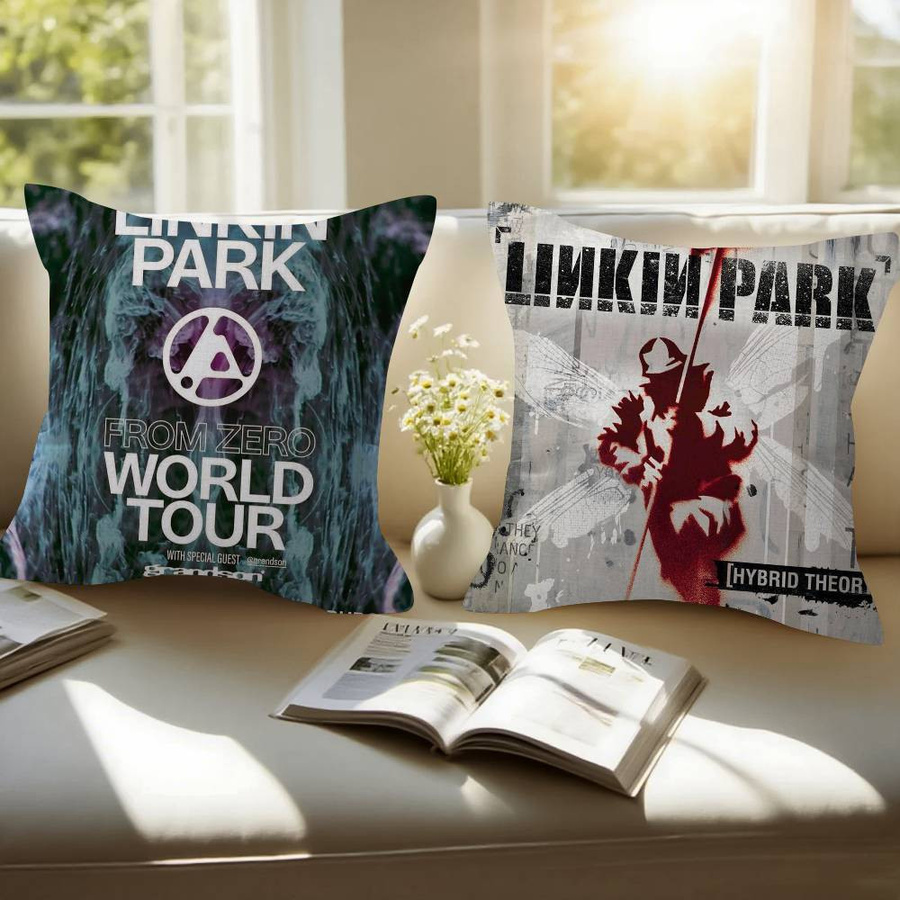 L-Linkin P-Park Heavy Metal Band Kissenbezug aus Peach Skin für Sofa und Auto - Bild 3