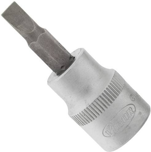 Vigour Schraubendreher-Einsatz V2288N Vierkant hohl 10 mm 3/8 Zoll Schlitz Profil 0.8 x 5.5 mm Silber - Bild 1