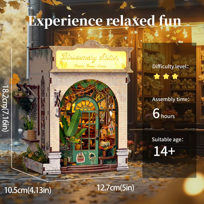zuuton DIY Buchnischen-Set 3D Holzpuzzle Miniatur-Bücherregal in Natur und Mehrfarbig - Bild 5