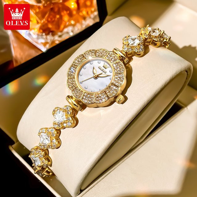 OLEVS Armbanduhr, Quarz, Edelstahl, Diamantbesetzt, Weiß, Damen - Bild 1