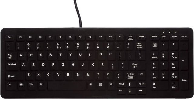 Tast Active Key AK-C7000 Hygiene-Tastatur mit Nummernfeld und Beleuchtung, USB, QWERTZ DE, Schwarz - Bild 1