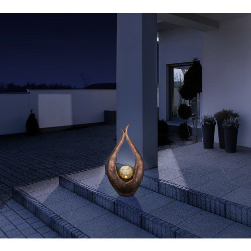 GLOBO Solarleuchte LED Kugelleuchte für den Außenbereich in Bronze und Orange, B/H/T: 13 x 50 x 26,5 cm - Bild 3