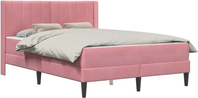 vidaXL Bettrahmen mit Matratze in Rosa aus Samt, B/T/H: 160 x 200 x 80 cm - Bild 1