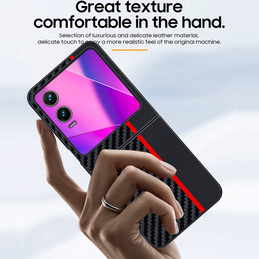Schutzhülle für Tecno Infinix Zero Flip mit Carbonfaser-Muster und Leder-Design in Blau oder Schwarz - Bild 6