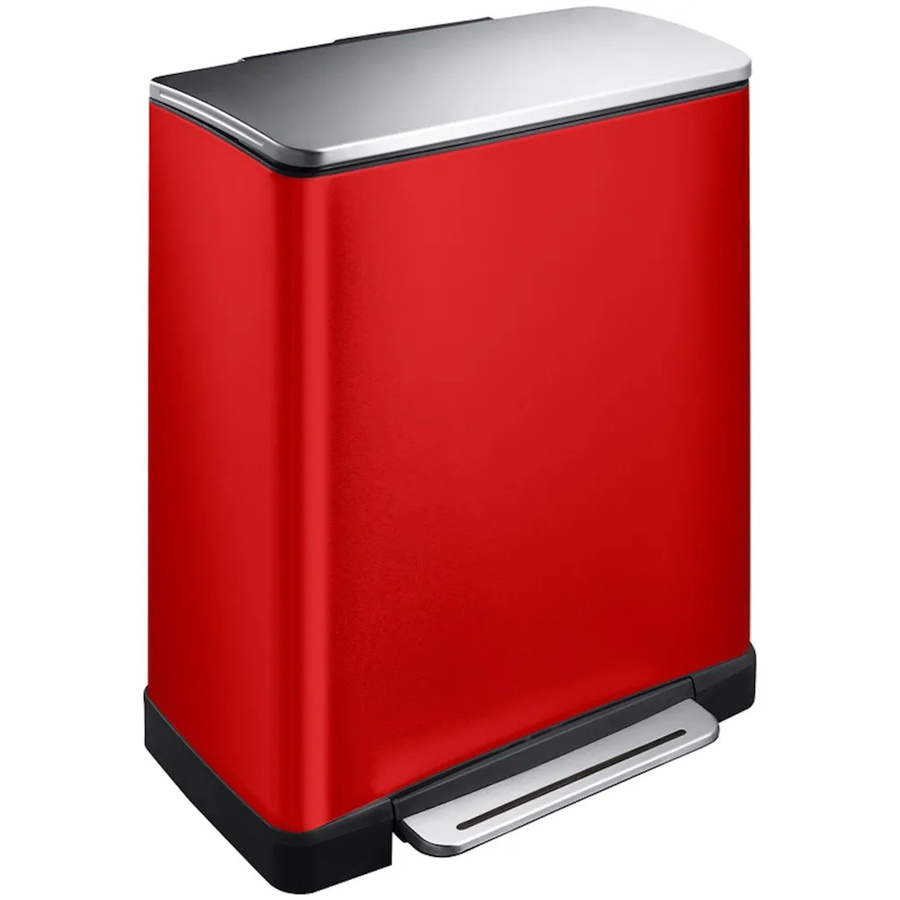 PROREGAL Treteimer Rot mit Edelstahldeckel und 2 Inneneimern, 46 Liter, H x B x T: 65 x 50 x 34,5 cm - Bild 2