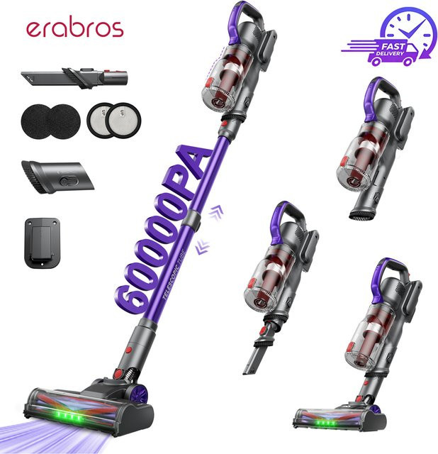 Erabros EV3 Kabelloser Akku-Staubsauger mit 500W Leistung, 60Kpa Saugkraft und Smart Home Integration - Bild 1