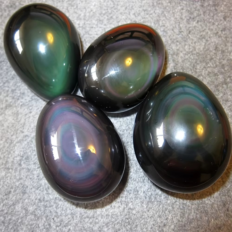 CrystalHola Regenbogen-Obsidian-Kristall in eiförmiger Form, multicolor, polierter Stein zur Heimdekoration - Bild 2