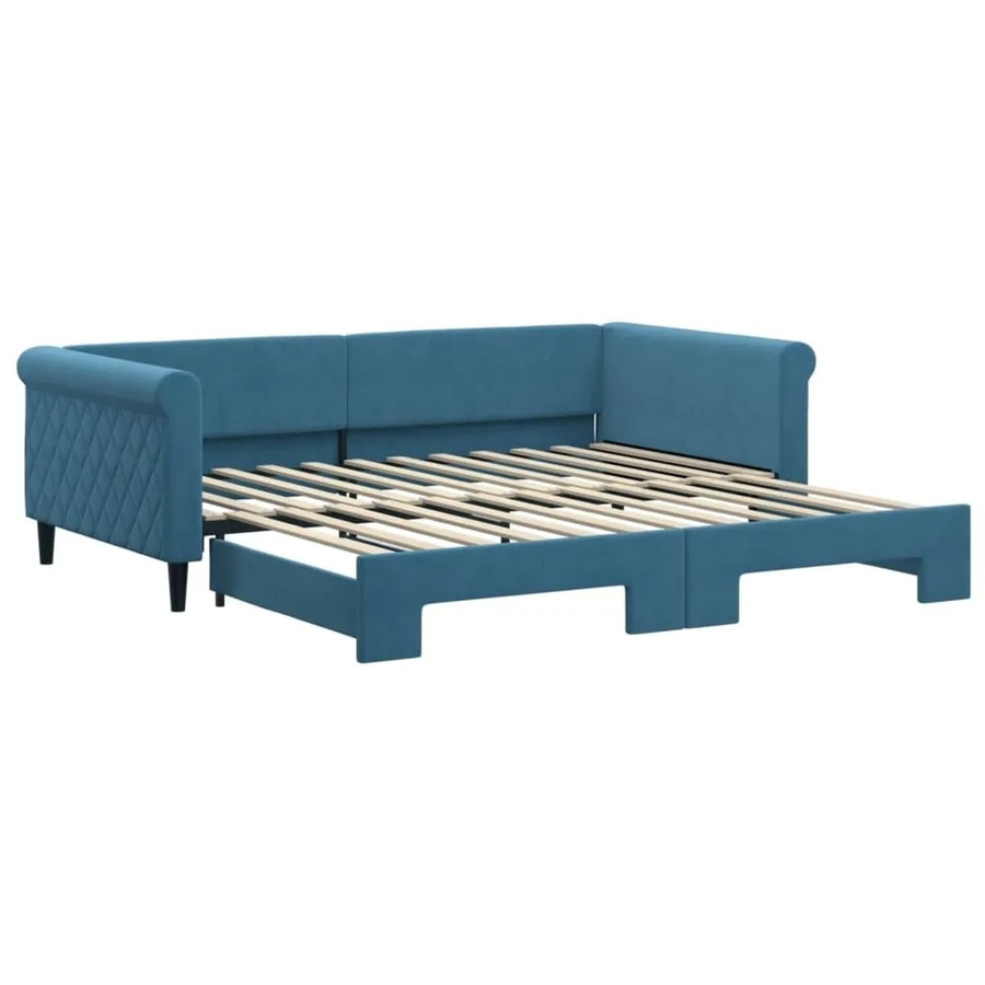 vidaXL Ausziehbares Tagesbett in Blau mit Samtbezug, B/T/H: 229 x 100 x 68 cm - Bild 2