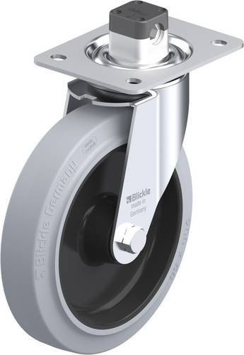 Blickle Lenkrolle LE-POEV 200R-CS11-SG mit Feststeller, Rad-Durchmesser: 20 cm, Tragfähigkeit: 300 kg, grau/schwarz - Bild 1
