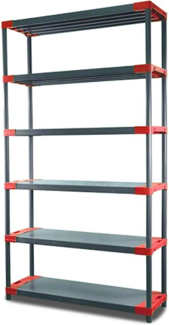 PROREGAL Kunststoffregal Big Grey Bear Extra-Tall in Grau/Rot mit verstellbaren Fachböden, H x B x T: 220 x 110 x 46 cm - Bild 1