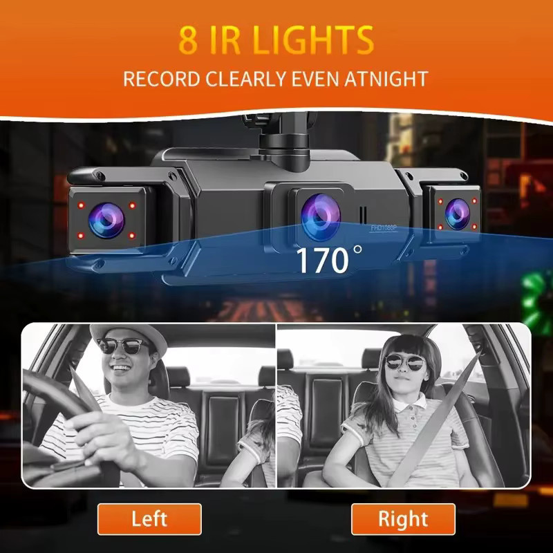Etymoofox 360 Grad Auto Dashcam mit 4 Kameras in Schwarz, 4K Auflösung, drehbarer IPS-Bildschirm, Nachtsicht und 24-Stunden-Parküberwachung mit G-Sensor und Black Box Funktion - Bild 5