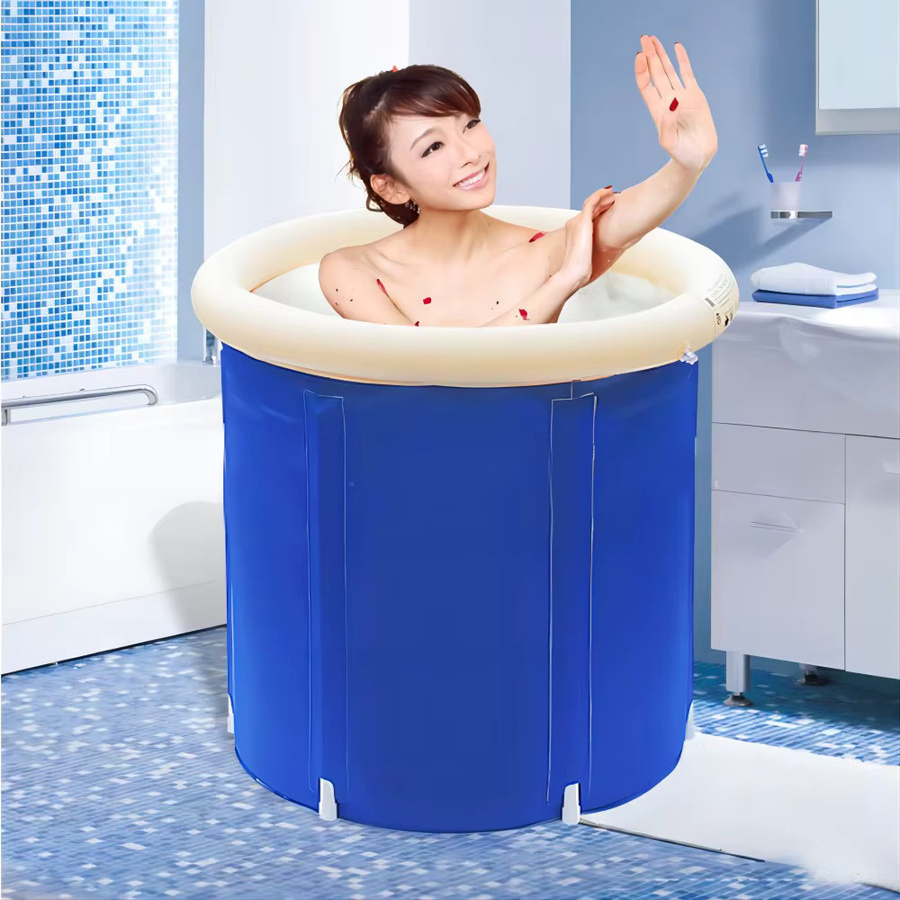Aufblasbarer Klapp-Badeimer von MAYZANEN in Blau für Reisen und Outdoor, B/T/H: 70,0 x 65,0 x 42,1 cm - Bild 5