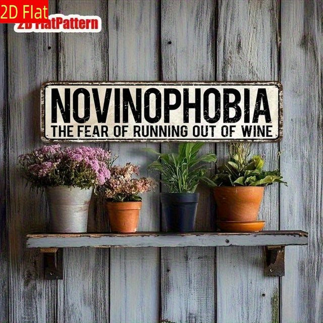CIFbuy Vintage Novinophobia Weinbar Wandkunst aus Aluminium, Metallschild für Heimdekoration, B/H: 40 x 10 cm - Bild 1