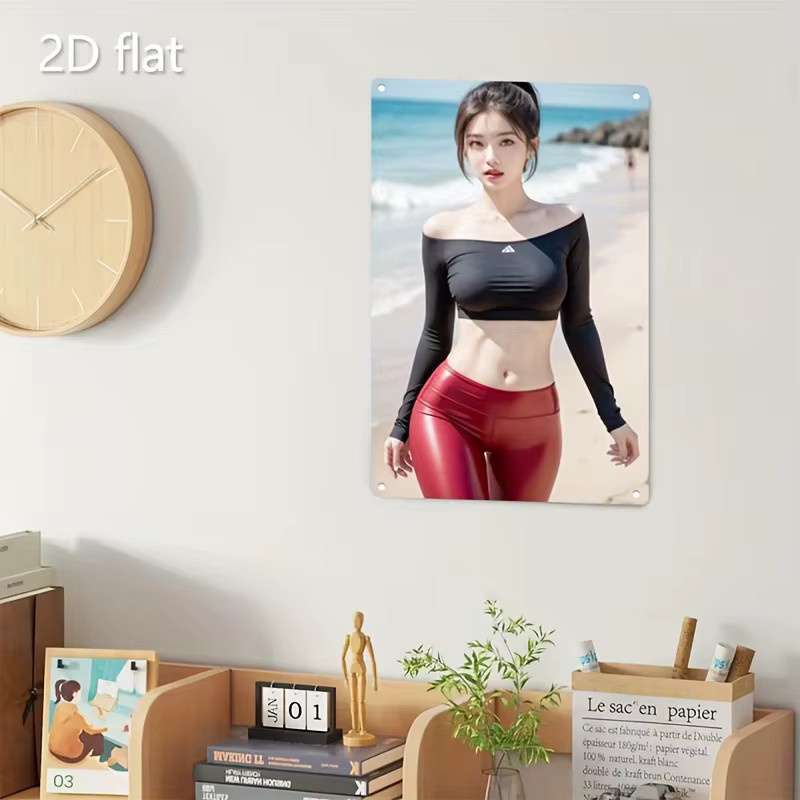 CIFBUY Werbeschild aus Metall in Mehrfarben, rechteckiges Wanddekor mit abstraktem Design für Restaurants und Bars, B/H/T: 30 x 20 x 30 cm - Bild 3