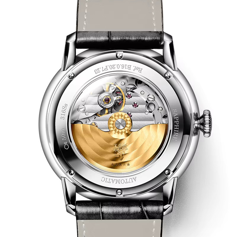 LOBINNI Armbanduhr Automatik, Edelstahl, Leder, 41 mm, Herren - Bild 6