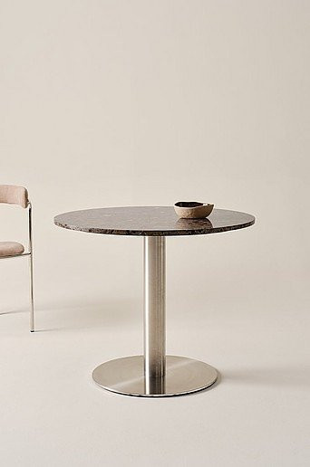 Jotex Esstisch TERRACINA rund in Braun mit zentraler Säule, Durchmesser: 89 cm, Höhe: 76 cm - Bild 1