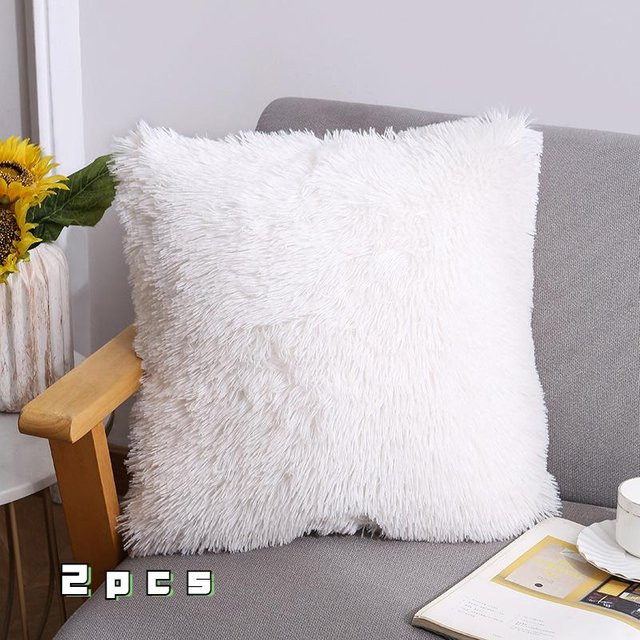 Cozy Up Home Kissenbezüge aus Plüsch im 2er-Set, quadratisch, Weiß, B/H: 40 x 40 cm - Bild 1