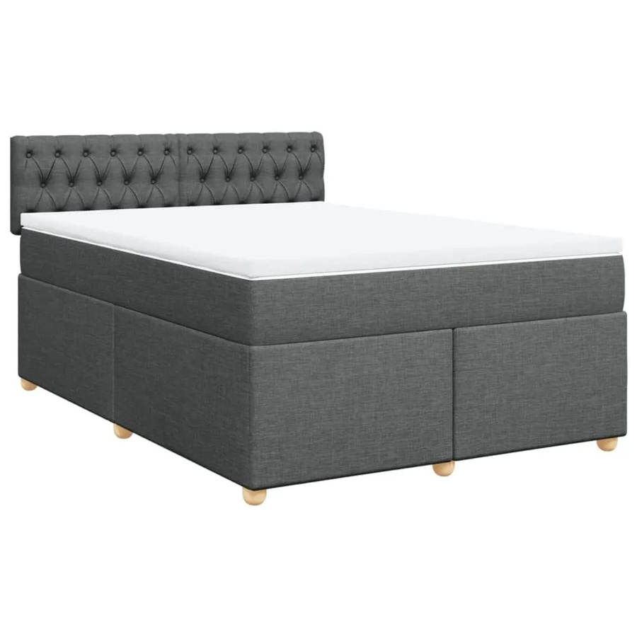 vidaXL Boxspringbett Dunkelgrau mit Matratze und USB-Anschluss, B/T: 140 x 200 cm - Bild 2