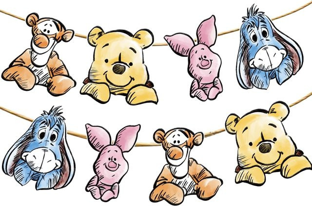 Disney Winnie Puuh Party-Banner aus Papier für Babypartys und Geburtstage, mehrfarbig und gelb - Bild 1