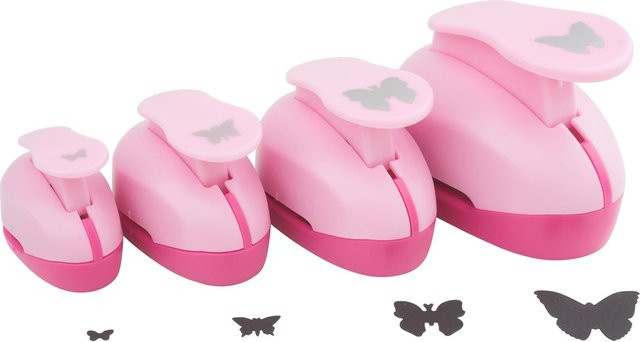 VBS Motivlocher Schmetterling in Pink, 4er-Set aus Kunststoff und Metall - Bild 1