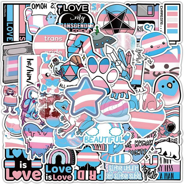 Binchi Outdoor Product Transgender Pride Aufkleber Regenbogen Graffiti Sticker für Skateboard und Laptop in Multicolour - Bild 1