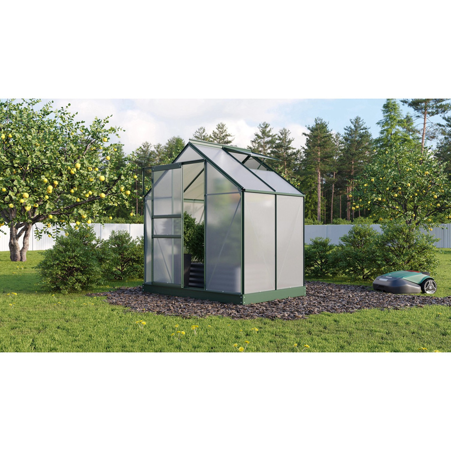Vitavia Gewächshaus Planet 2500 Schwarz mit Fundamentrahmen, Polycarbonat und Schiebetür, 2,5 m² - Bild 5