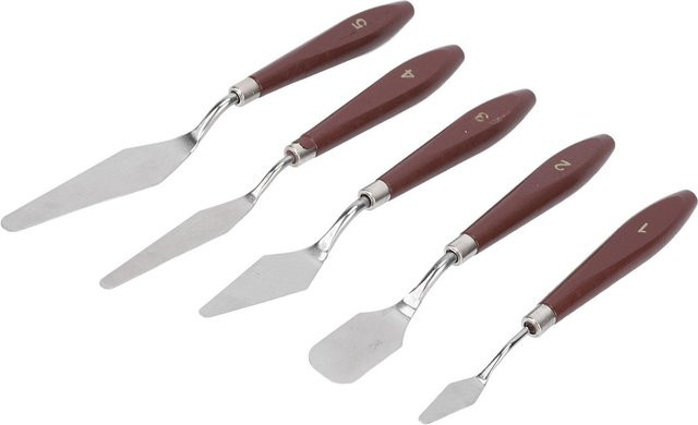 Koogeelife 5er Set Multifunktions-Backspatel aus Edelstahl und Holz in Braun zum Dekorieren und Backen - Bild 1