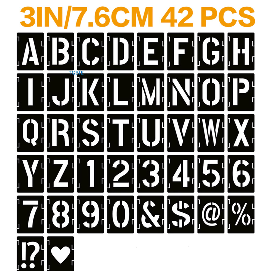 TL 42-teiliges Schriftzug-Schablonen-Set aus Kunststoff mit ineinandergreifenden Alphabet-Vorlagen, 3 Zoll (7,62 cm) - Bild 2