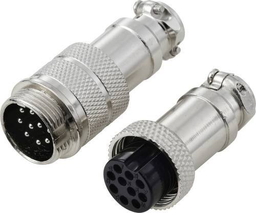 TRU Components GX16 Rundsteckverbinder Set mit 10 Polen in Silber - Bild 1