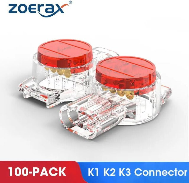ZoeRax 100er Set K1 K2 K3 Drahtverbinder für RJ45 und RJ11 Ethernet sowie Telefon Kabel in Transparent - Bild 1