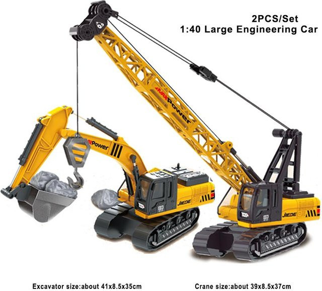Linyi toy car Kran und Bagger, Konstruktionsmodell, 2-teiliges Set, ab 3 Jahren - Bild 1