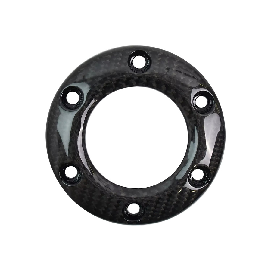 TIYPEOR Racing Metall Horn Taste Carbon-faser Universal Auto Lenkrad Abdeckung Schwarz 70 mm/74 mm - Bild 2