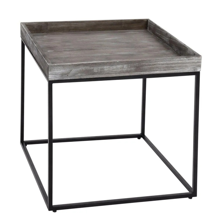 Beistelltisch MCW K71 aus Paulownia-Holz und Metall in Dunkelgrau, B/T/H: 60 x 60 x 60 cm - Bild 3