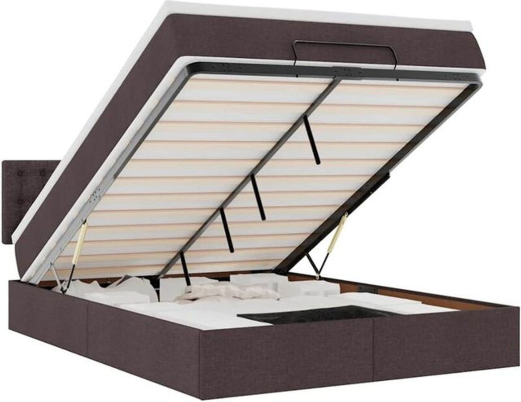 Modernes Polsterbett mit Matratze und LED-Beleuchtung von vidaxl in Dunkelbraun, B/T/H: 190 x 140 x 88 cm - Bild 1